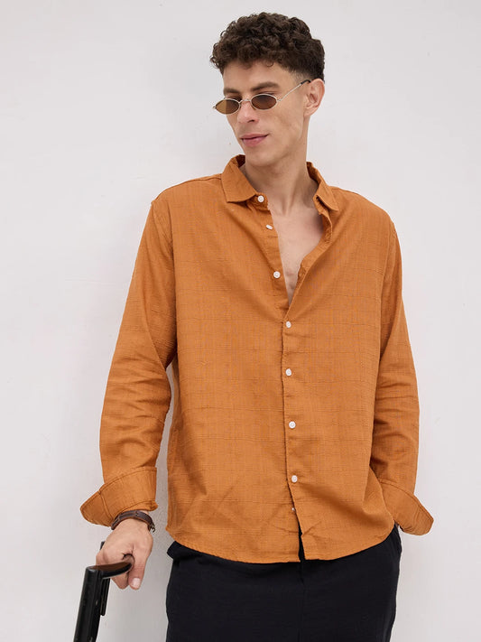 Antique Rust Fine Weave Textured Shirt