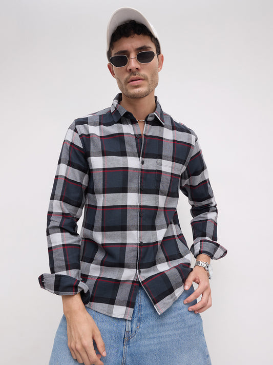 Urban Grey & Black Plaid Checks Shirt
