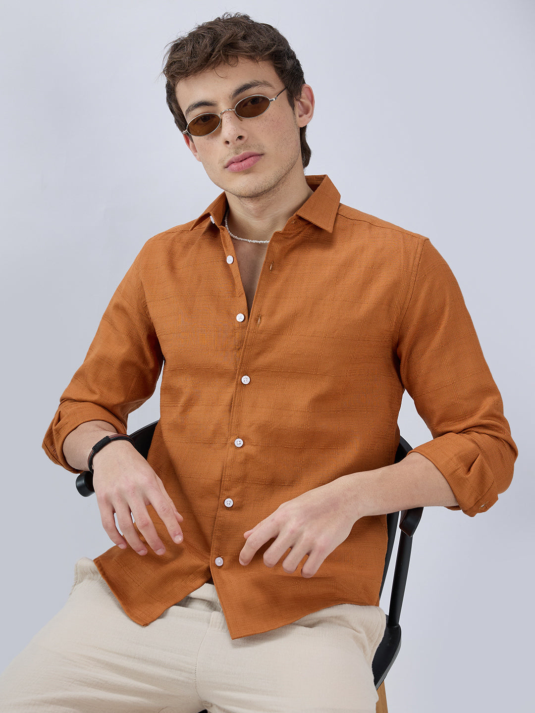 Antique Rust Fine Weave Textured Shirt