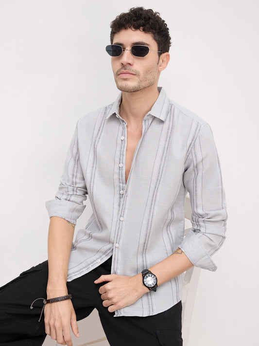 Light Grey  Marine Mist Striped Shirt