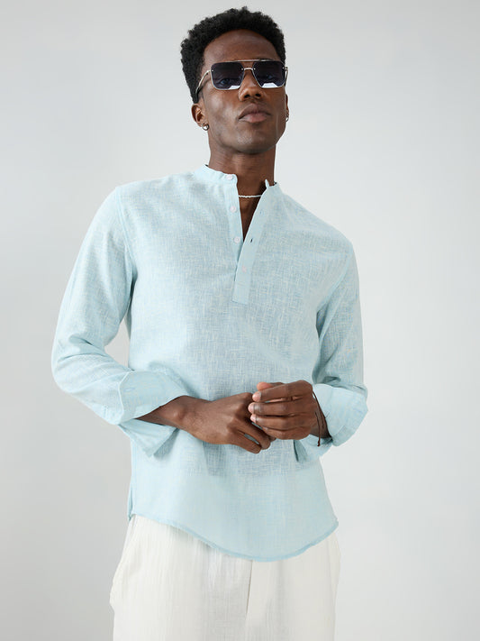 Aqua Mist Slub Textured Vacation Kurta