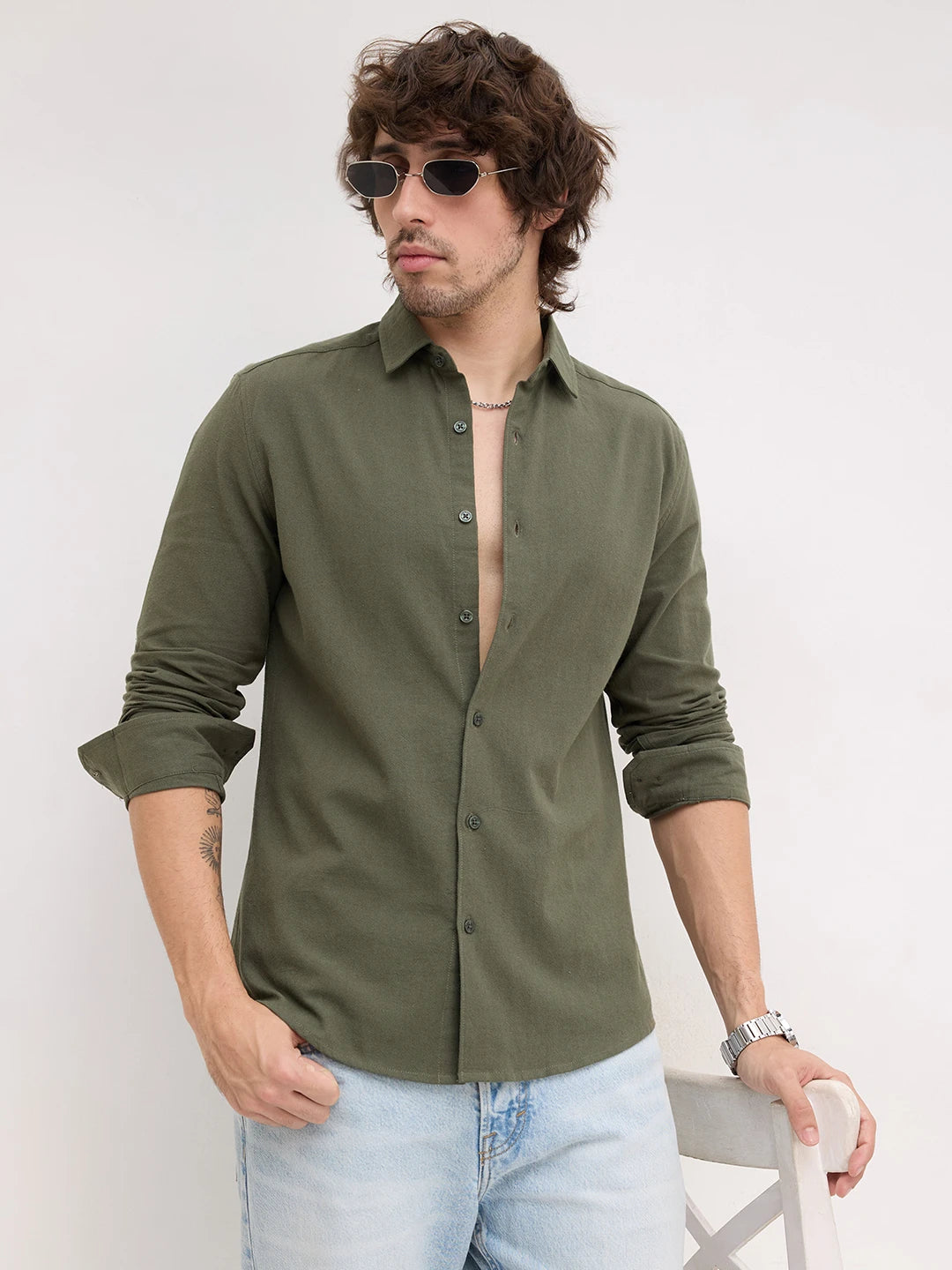 Timeless Solid Moss Green Shirt
