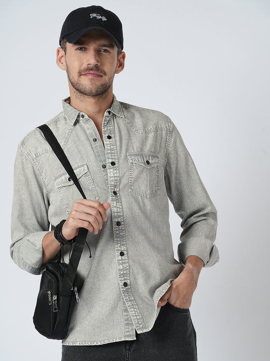 Greystone Acid Wash Double Pocket Shirt