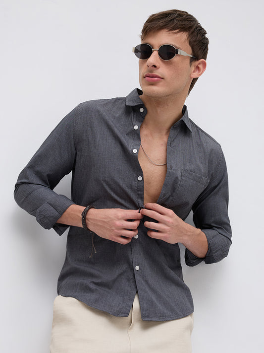 Charcoal Grey Textured Everday Shirt