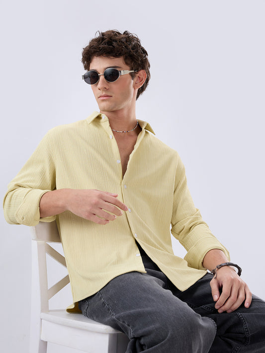 Lemon Yellow Matrix Weave Knitted Shirt