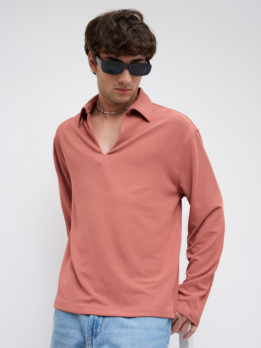 Rustique Ridge Oversized Knitted Polo Shirt
