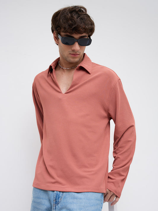 Rustique Ridge Oversized Knitted Polo Shirt