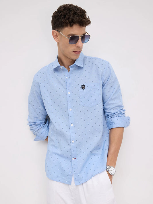 Elegant Blue Printed Everyday Shirt