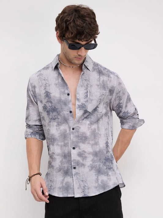 Multicolour Tie & Dye Printed Creased Shirt