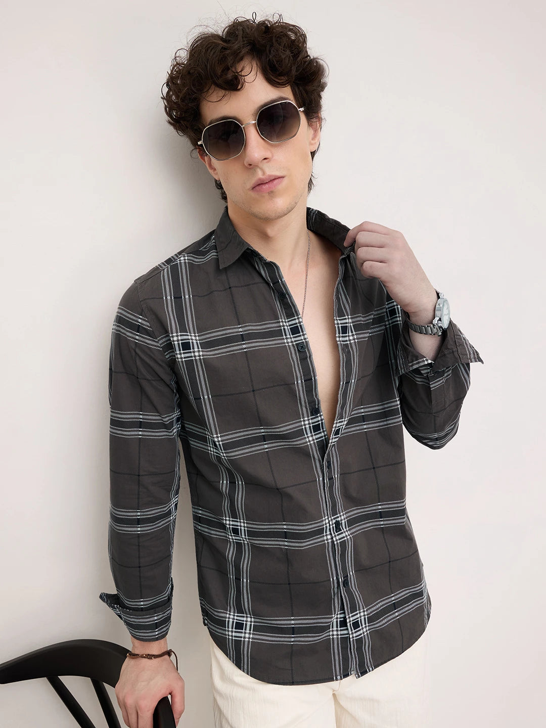 Ash Grey Everyday Plaid Checks Shirt