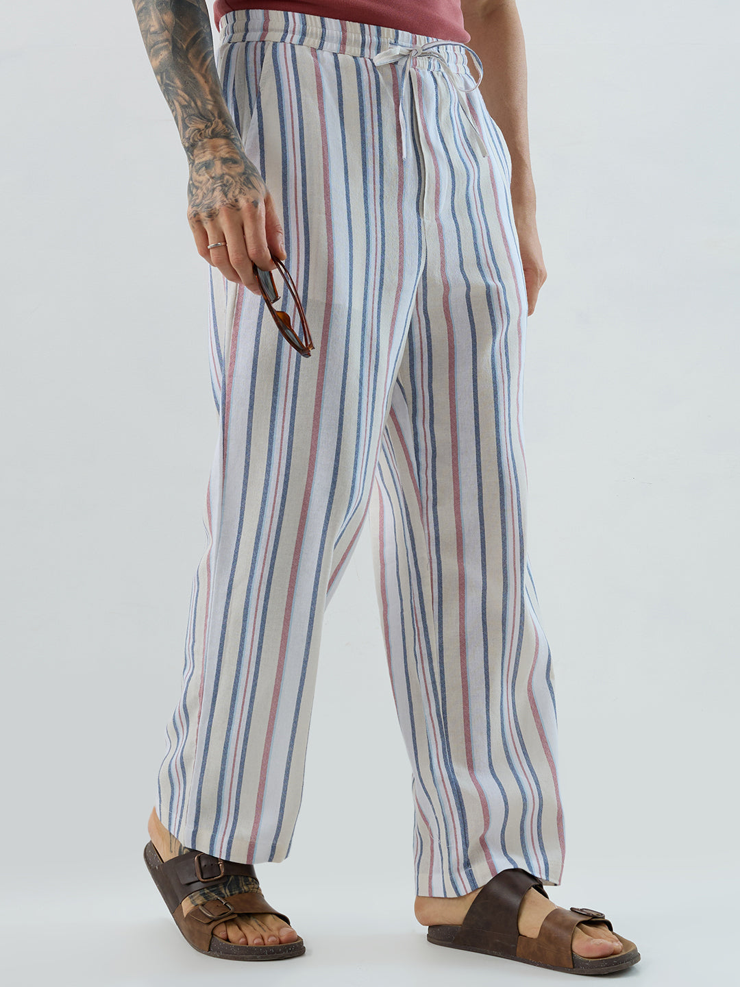 Coastal Breeze MultiStripe Straight-Fit Trousers