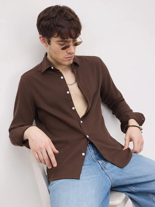 Rich Cocoa Brown Artisan Weave Shirt