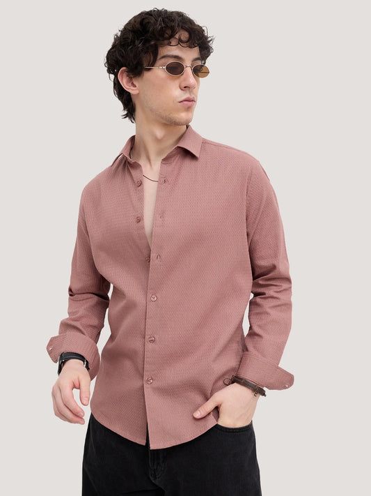 Sienna Brown Micro Waffle Textured Shirt