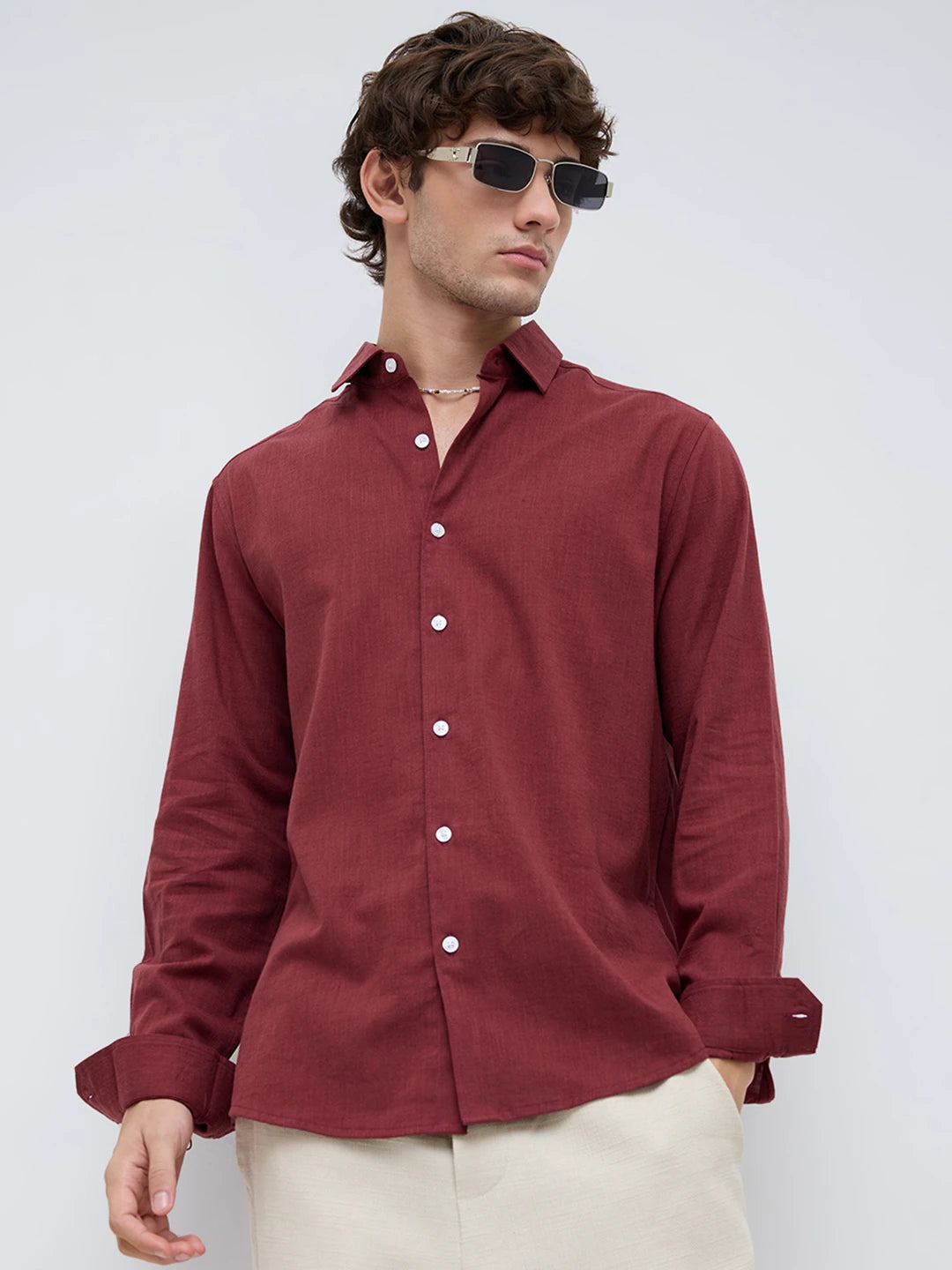 Rich Maroon Fine Textured Shirt
