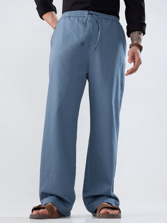 Classic Solid Slate Grey Straight-Fit Trousers