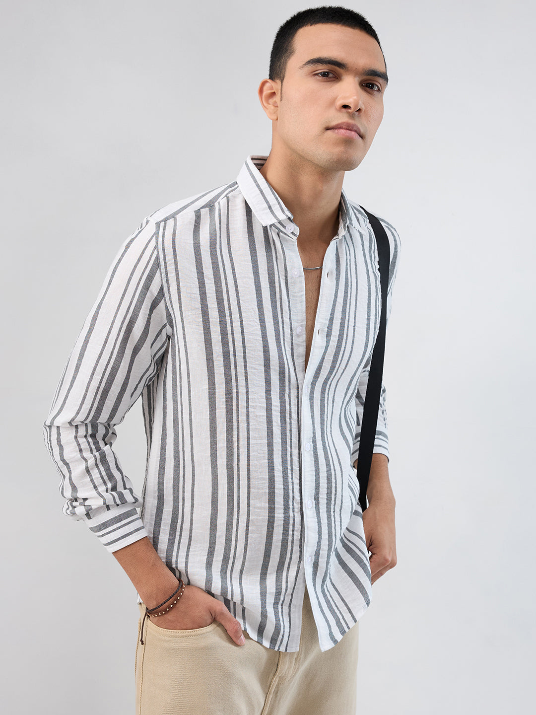 Timeless Monochrome Vertical Striped Shirt