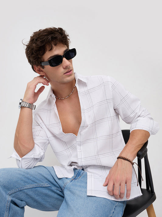 Whiteframe Contrast Chalkline Checked Shirt