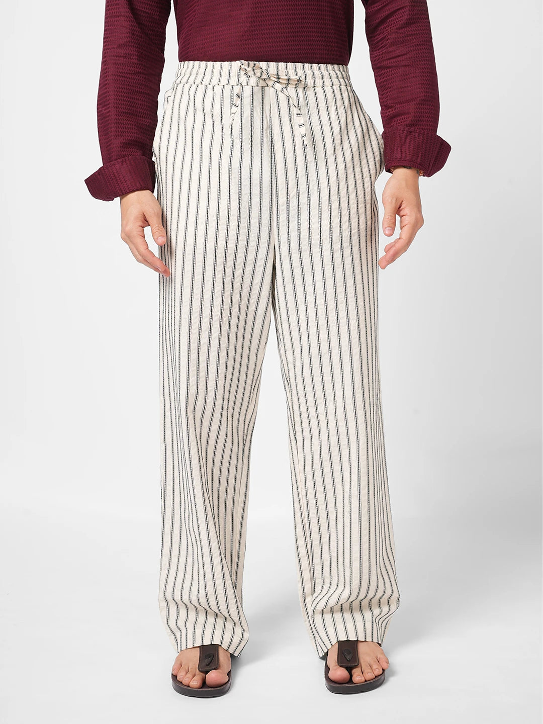 Intricate Navy Embroidered Straight Fit Trousers