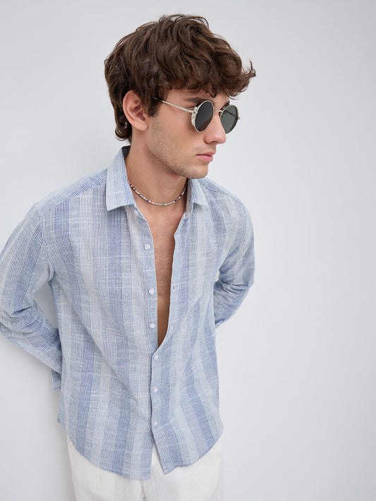 Blue & White Refined Multi Striped Shirt