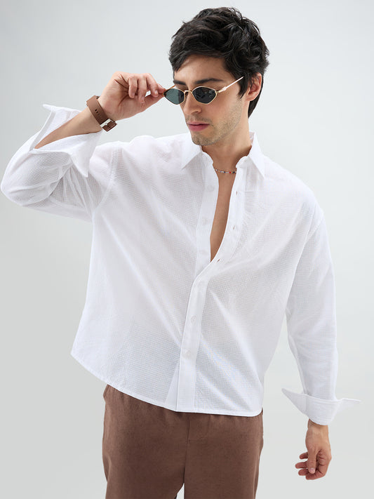 Cloud White Sheer Fine Weave Shirt