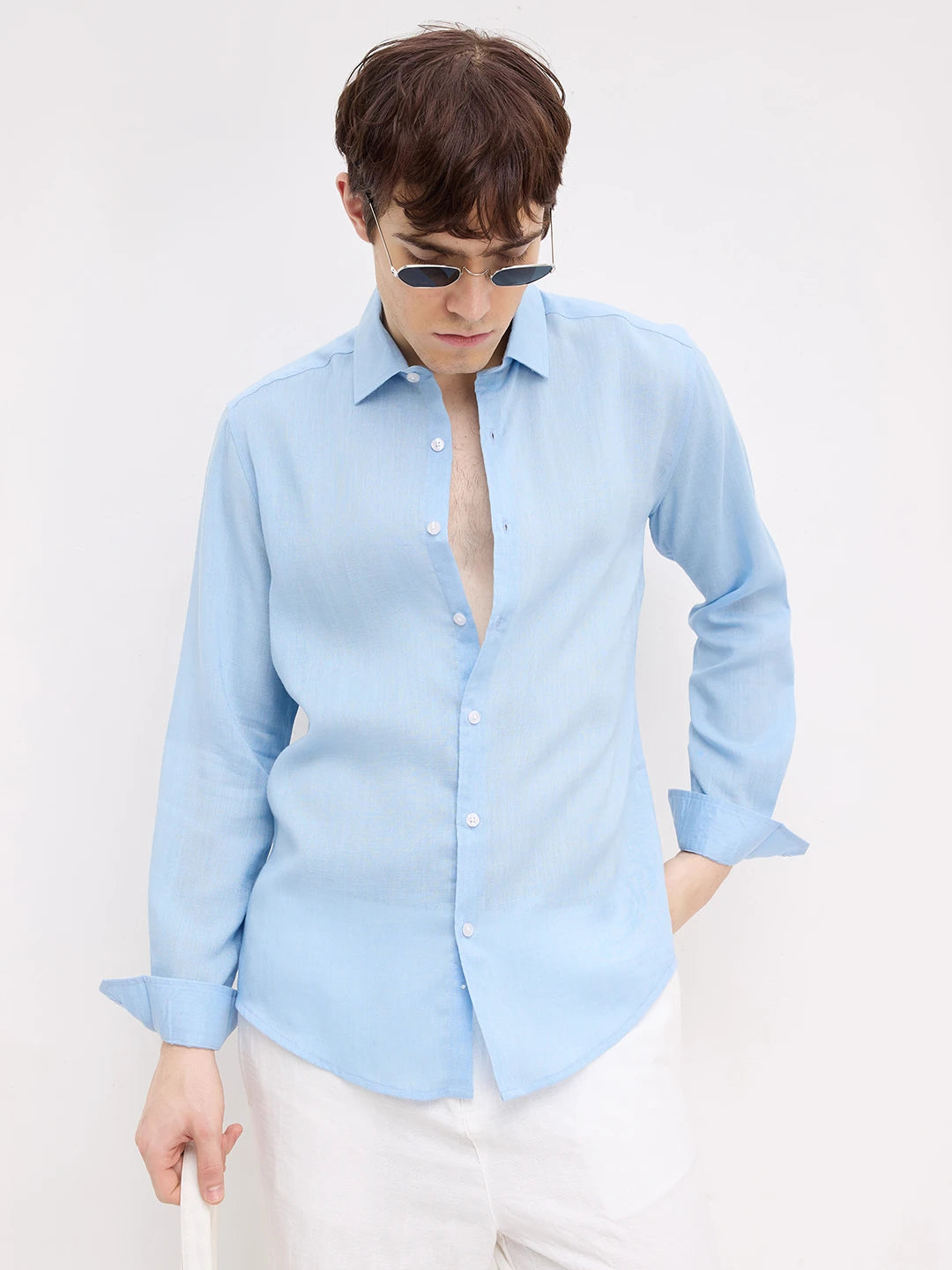 Refreshing Breezy Blue Lyocell Shirt