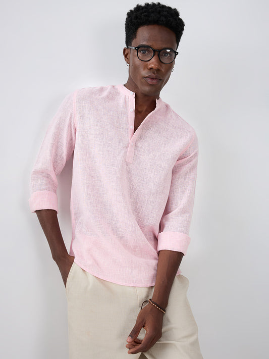 Blush Pink Slub Textured Vacation Kurta