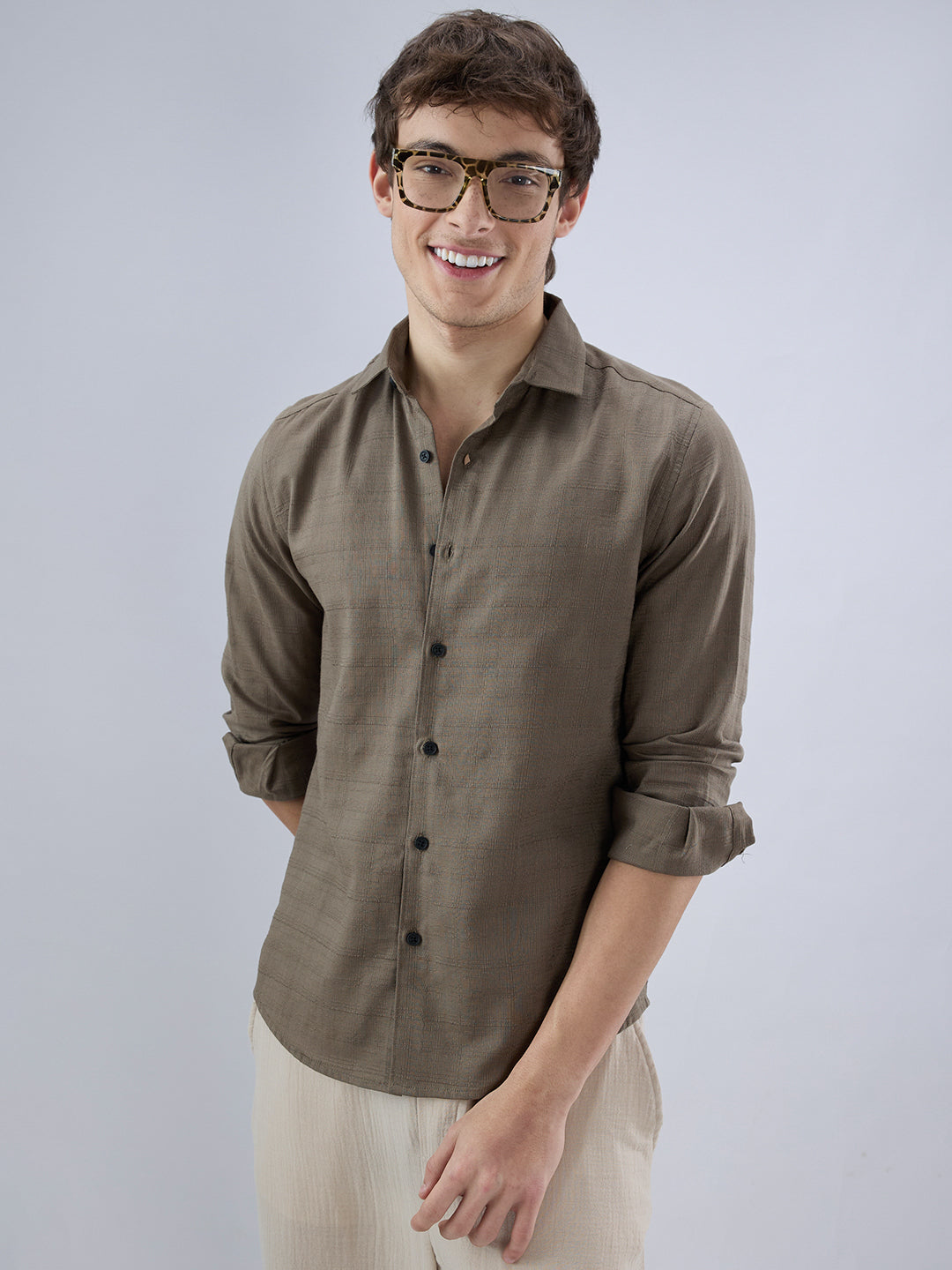 Olive Textured Weave Shirt