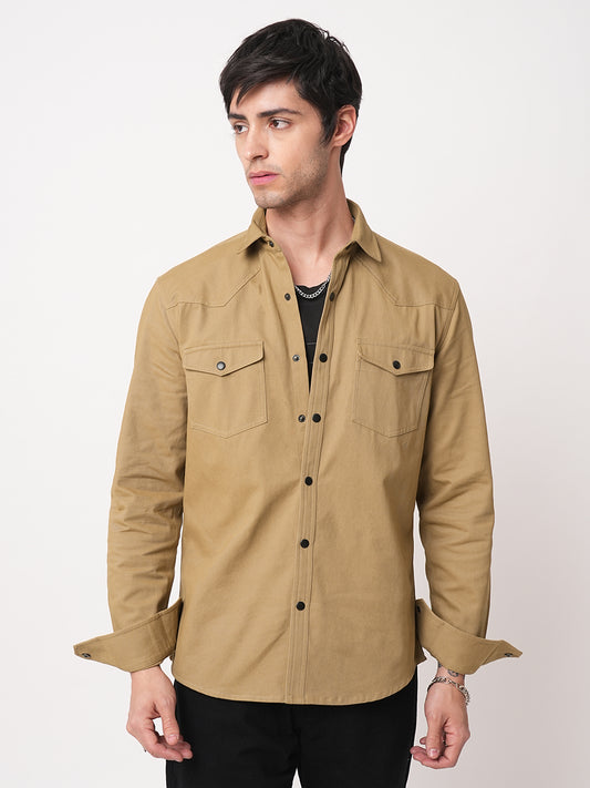 Khaki Double Flap Pocket Overshirt
