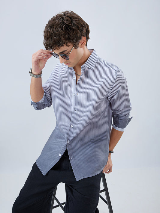 Muted Grey Pinstripe Ombre Shirt