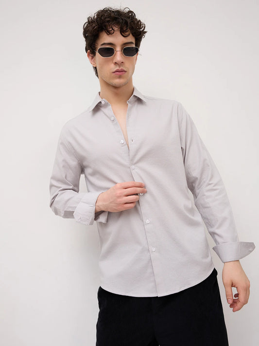 Grey Micro Basket Weave Shirt