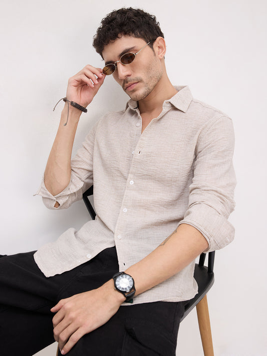 Desert Sand Beige Textured  Shirt