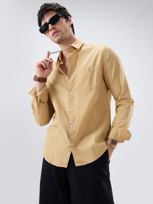 Solid Camel Beige Statement Shirt