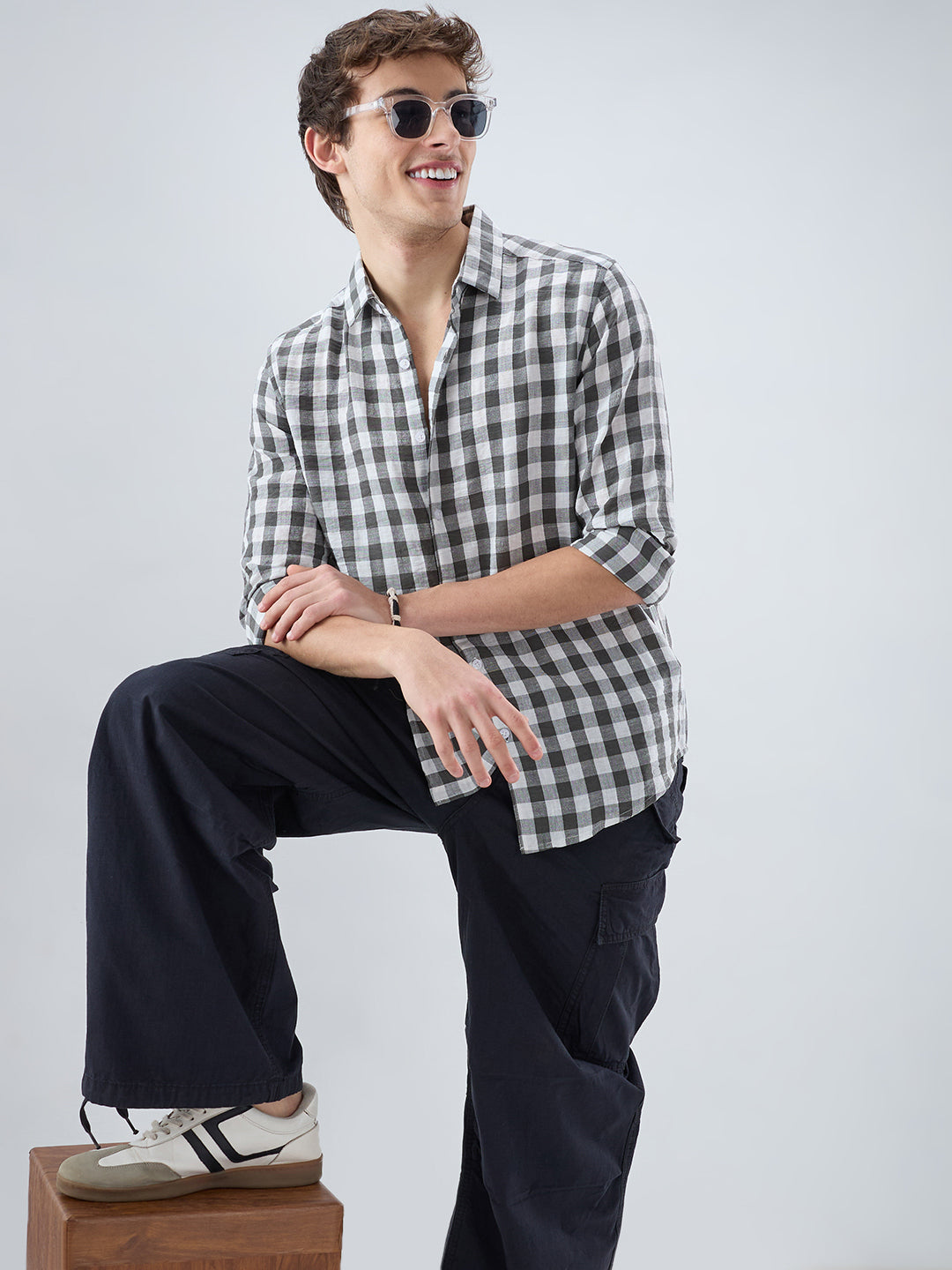 Slate Grey Gingham Checks Shirt