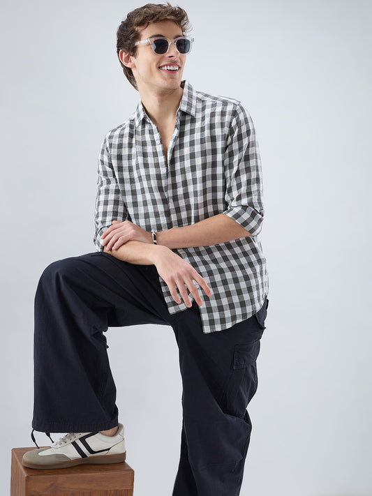 Slate Grey Gingham Checks Shirt