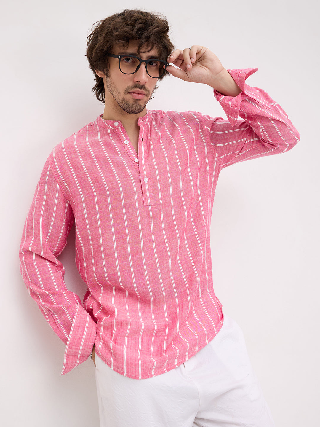 Romantic Rose Pink Striped Kurta