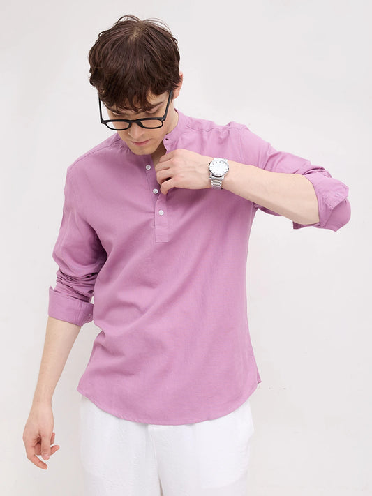 Rich Lilac Linen Blend Kurta