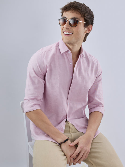 Blush Pink Fine Weave Textured Shirt