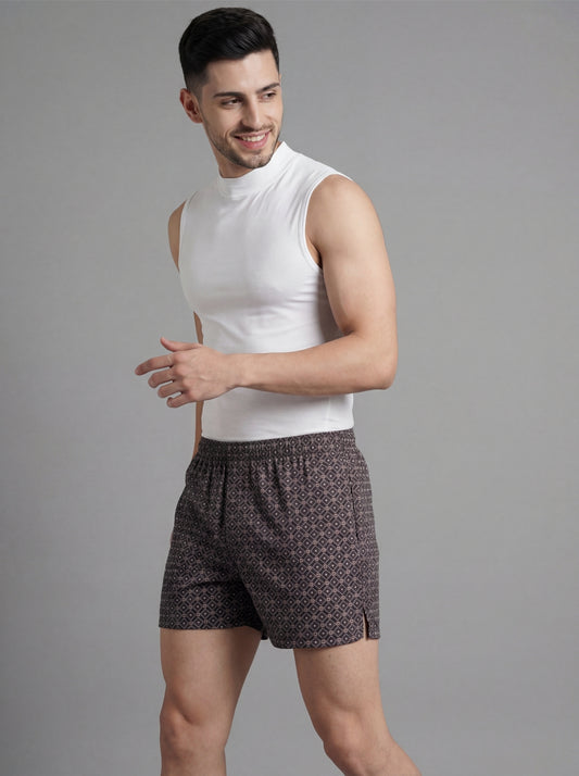 Multicolor Diamond Print & Mist Blue Linear Weave Boxers