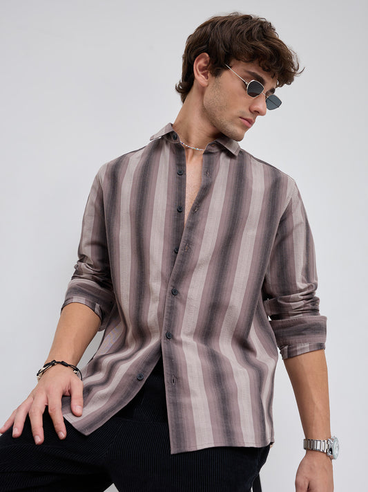 Smoky Brown Artisan Shadow Striped Shirt
