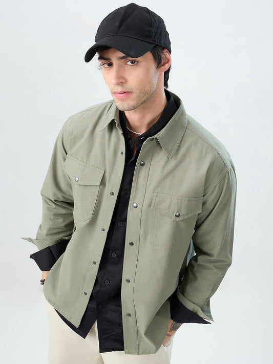 Timeless Olive Double Pocket Overshirt