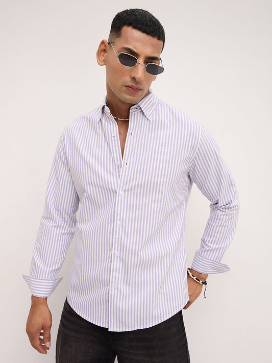 Soft Purple Oxford Candy Striped Button-Down Shirt