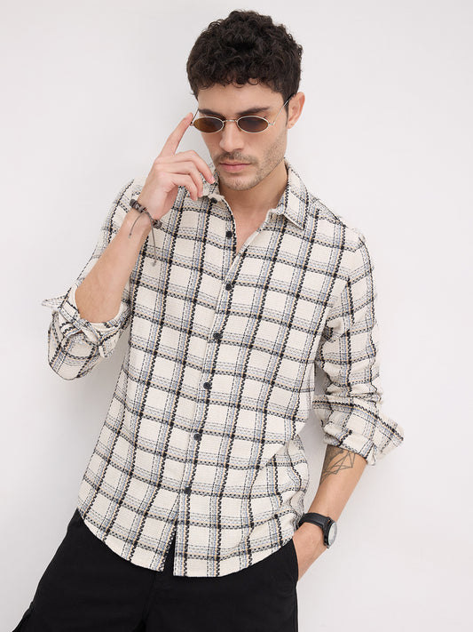 Rustic Crosshatch Plaid Checks Statement Shirt