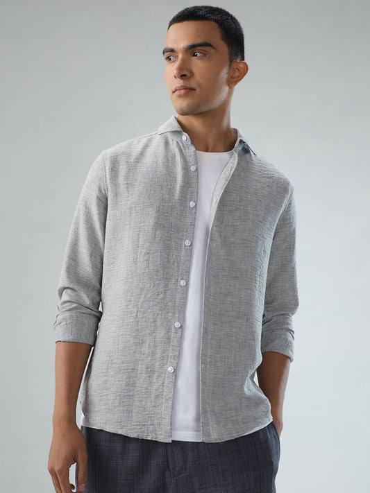 Elegant Grey Textured Shirt