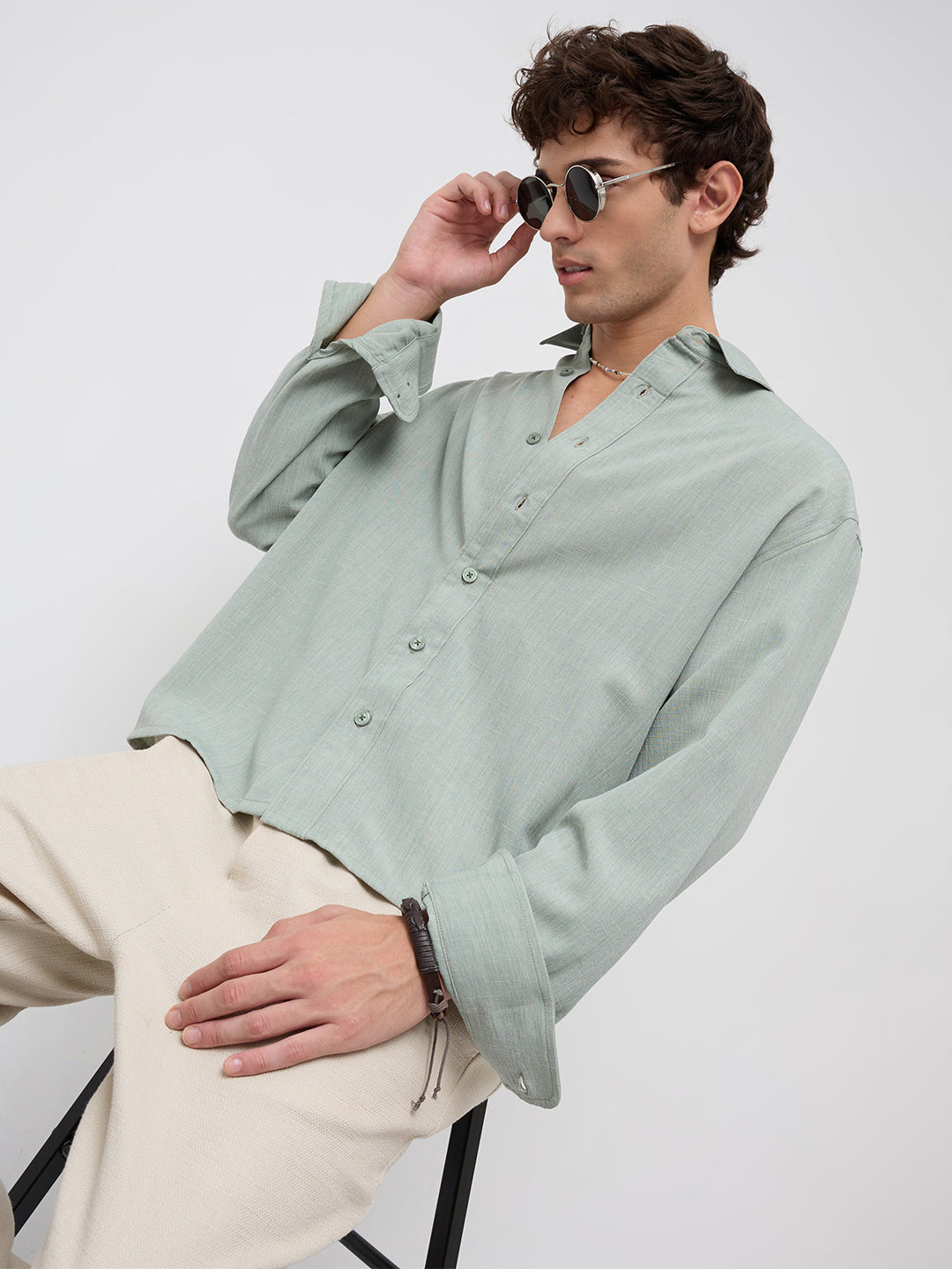 Misty Moss Green Fine Weave Shirt