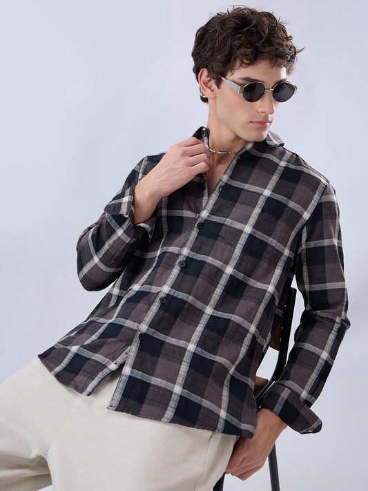 Nocturne Crest Luxe Plaid Black Shirt