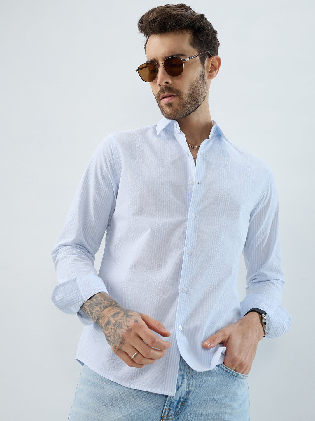 Pearl Weave Classic White Seersucker Shirt