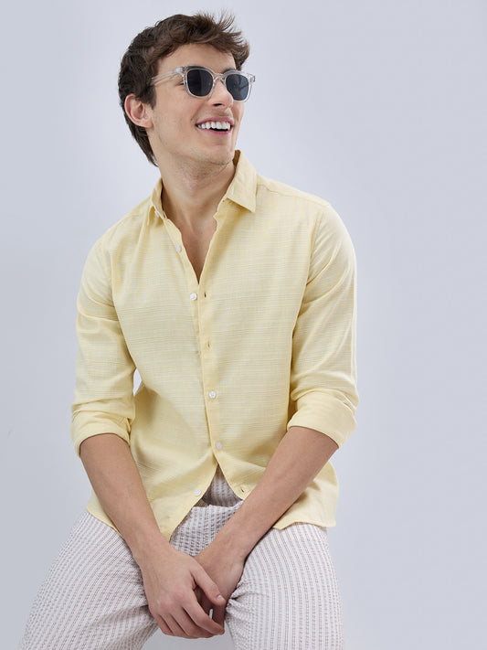 Canary Yellow Luxe Textured Weave Shirt