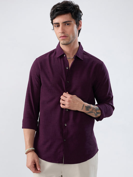 Wine Minimal Textured Everyday Shirt
