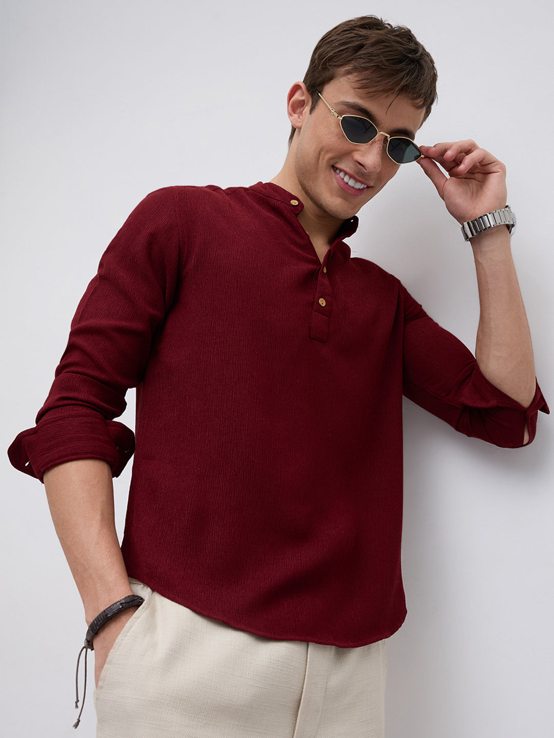 Classic Deep Maroon Crepe Kurta