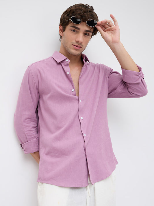 Opera Mauve Slub Textured Shirt